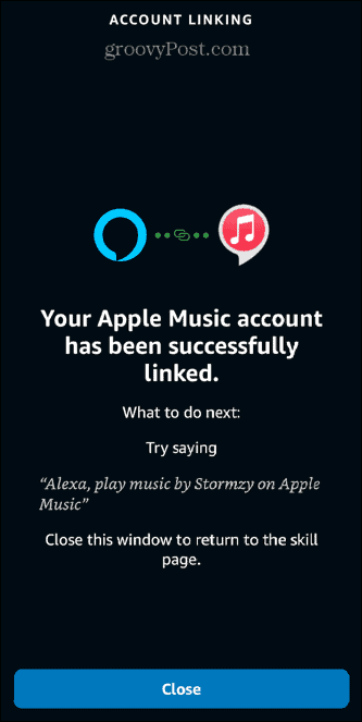 Аккаунт Alexa Apple Music подключен