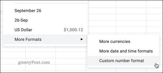 Выбор типа номера в Google Sheets