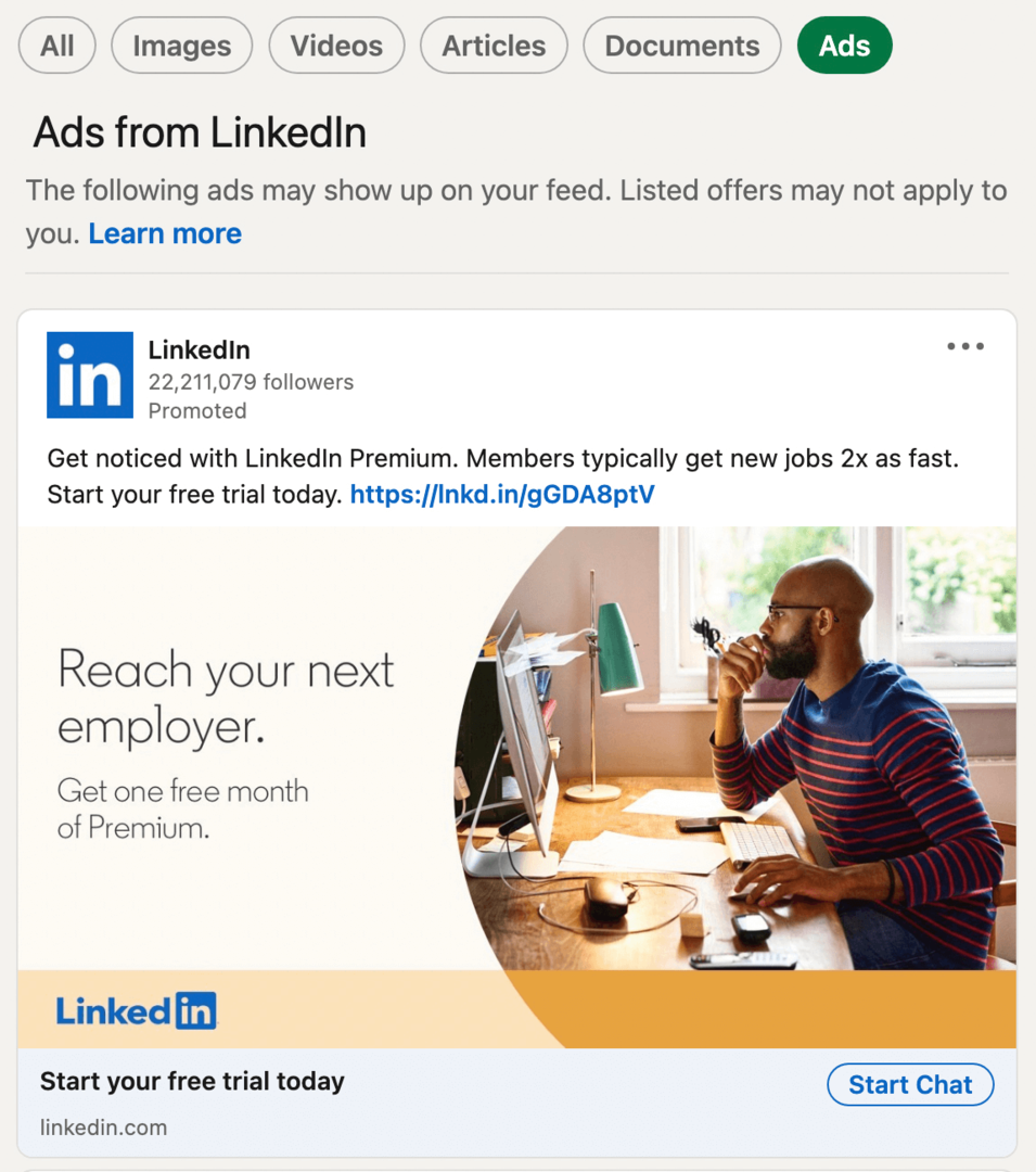 просмотреть рекламу конкурентов на LinkedIn шаг 4