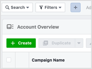 Кнопка Create в Facebook Ads Manager