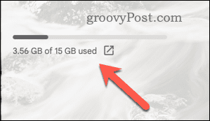 Пример объема хранилища для учетной записи Gmail