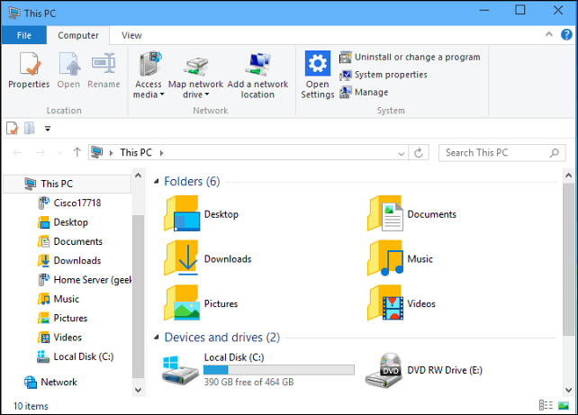 Сделать Windows 10 File Explorer всегда открытым для этого ПК