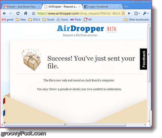Dropbox Airdropper фото скриншот успешно отправлен файл