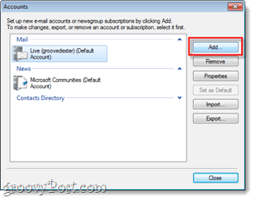 добавить учетную запись электронной почты в Windows Live Mail