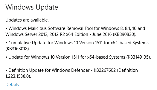 Доступно новое обновление ПК 10 для Windows 10 KB3163018, сборка 10586.420 (тоже для мобильных устройств)