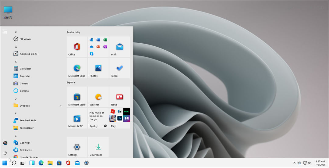Восстановление классического меню «Пуск» в Windows 10 с помощью живых плиток в Windows 11
