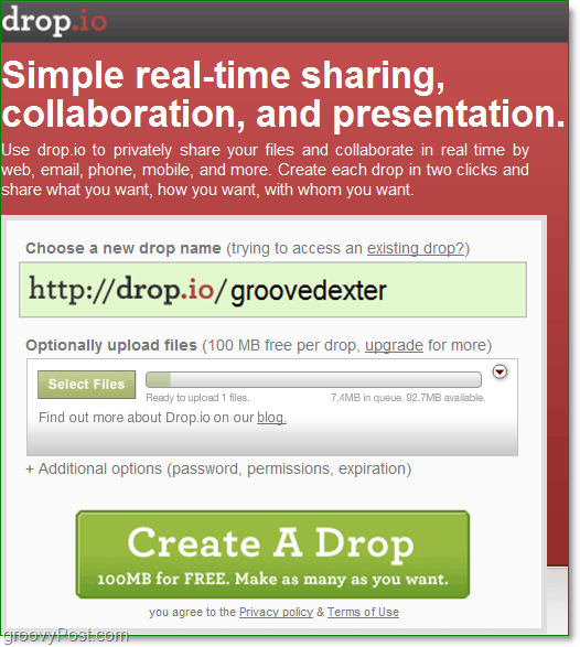 как подписаться на бесплатное онлайн-сотрудничество с помощью drop.io