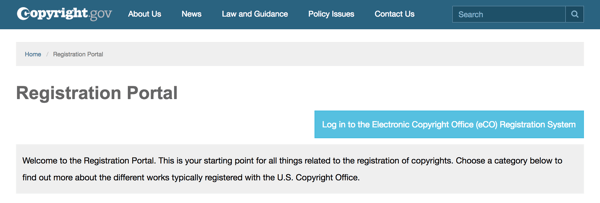 Используйте портал регистрации на сайте Copyright.gov, чтобы помочь вам в этом процессе.