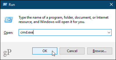 Откройте окно командной строки в Windows 10