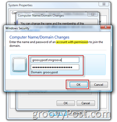 Windows 7 или Vista Присоединяйтесь к домену Active Directory AD