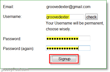 Скриншот Gravatar - введите имя пользователя и пароль