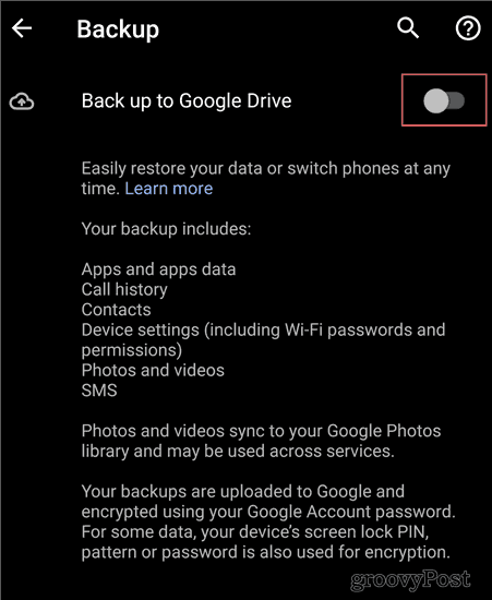 Резервное копирование настроек Android Backup на диск