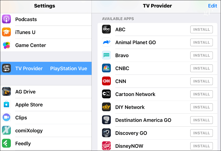 Доступные приложения для провайдера ТВ iOS