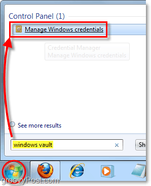 Доступ к хранилищу Windows из меню Пуск Поиск в Windows 7
