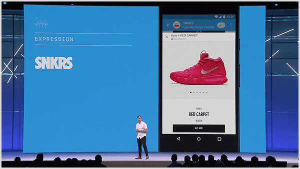 Молли Питтман говорит, что конференция разработчиков Facebook F8 демонстрирует будущее использование чат-ботов. На конференции была анонсирована функция покупки кроссовок с дополненной реальностью в Messenger.