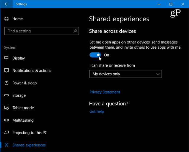 Как включить и использовать общий опыт в Windows 10
