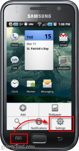 Внешний экран телефона Кнопка меню настроек Samsung Galaxy