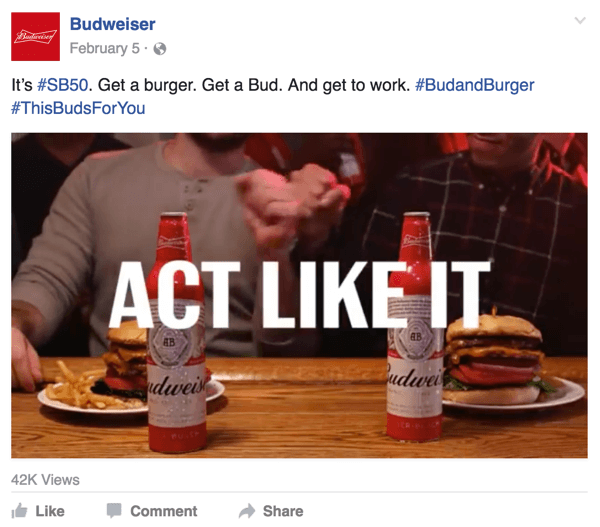 budweiser facebook видео реклама