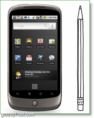 Google Nexus One такой же высокий / толстый, как карандаш