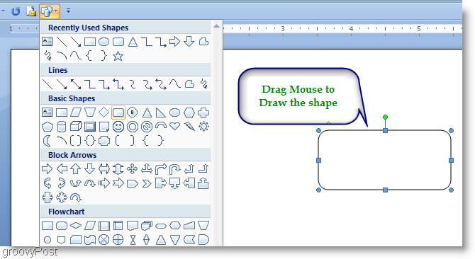 Microsoft Word 2007 Нарисуйте фигуру с помощью мыши