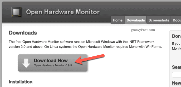 Открыть страницу загрузки Hardware Monitor