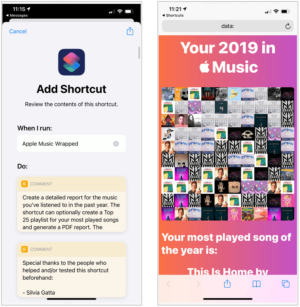 Siri Shortcuts Любимые песни