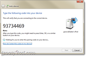 код сопряжения Bluetooth в Windows 7