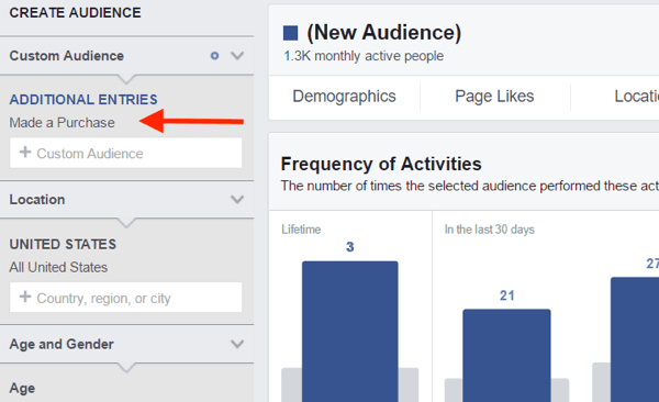 В Audience Insights выберите пользовательскую аудиторию, которую хотите проанализировать.