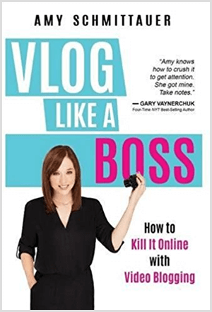 Эми Ландино написала книгу Vlog Like a Boss под именем Эми Шмиттауэр. На обложке изображено фото Эми с видеокамерой выше пояса. Название отображается на голубом фоне с белыми буквами цвета фуксии. Слоган книги - «Как убить его в Интернете с помощью видеоблогов».