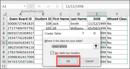 Создание стандартной таблицы в Excel