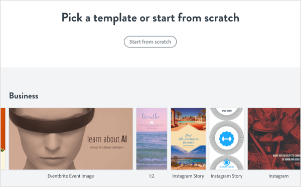 Просмотрите категории и выберите шаблон истории Instagram, который хотите использовать для своей публикации.