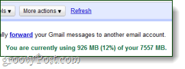 вы используете x количество места в Gmail