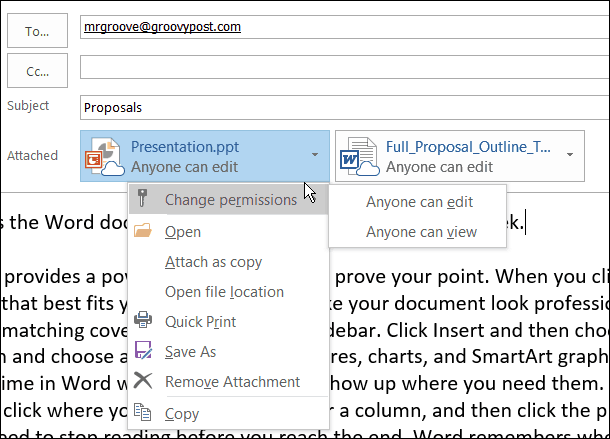 Предварительный просмотр Office 2016: использование современных вложений в Outlook