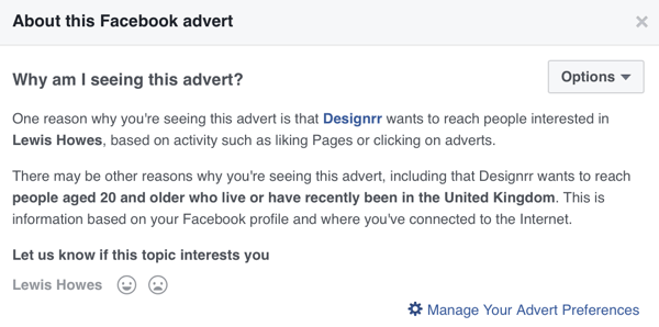 Facebook покажет подробную информацию о таргетинге для рекламы Facebook.