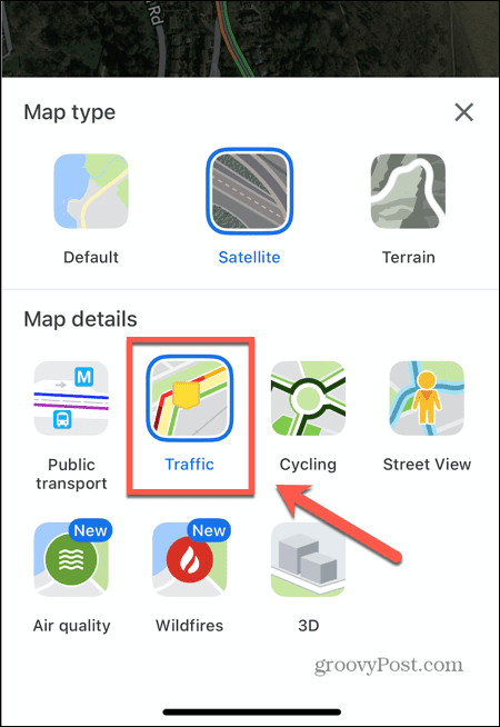 Google Maps Live Traffic включен