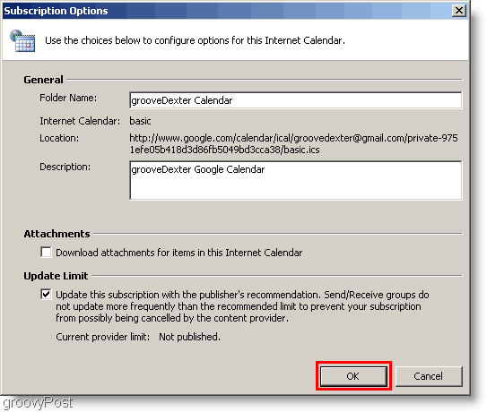 Снимок экрана календаря Outlook 2007 - добавление 2-х настроек календаря