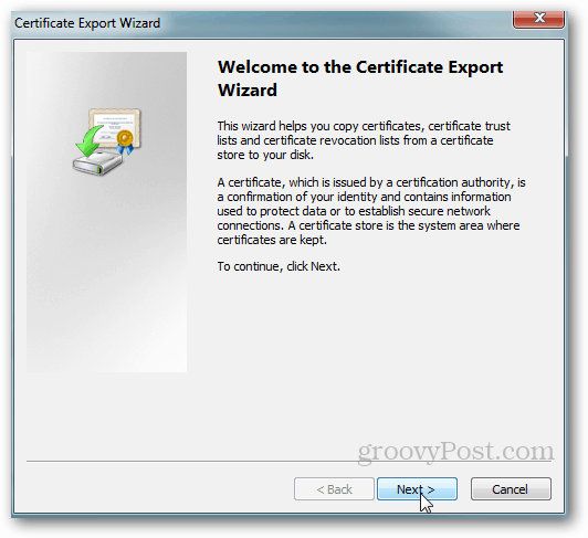 Экспорт сертификата Windows