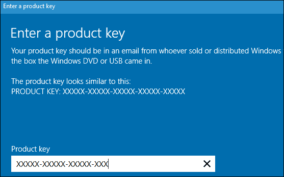 Изменить ключ продукта Windows 10