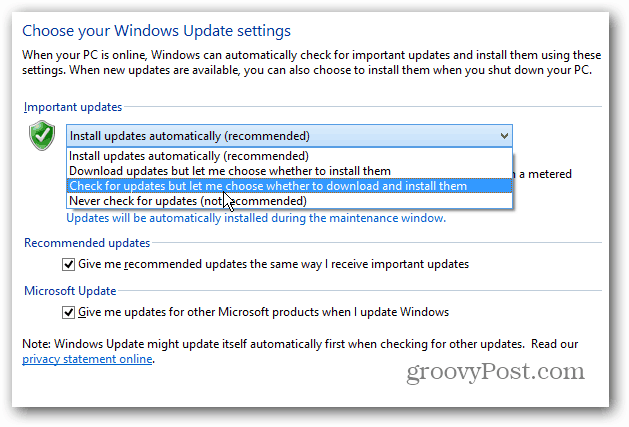Сделать Windows 8 отображать уведомление на рабочем столе для обновлений
