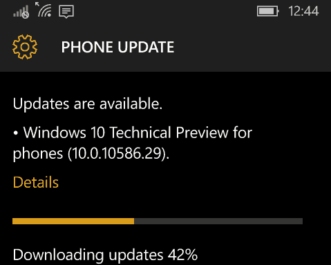 Доступно новое обновление для Windows Mobile 10586.29