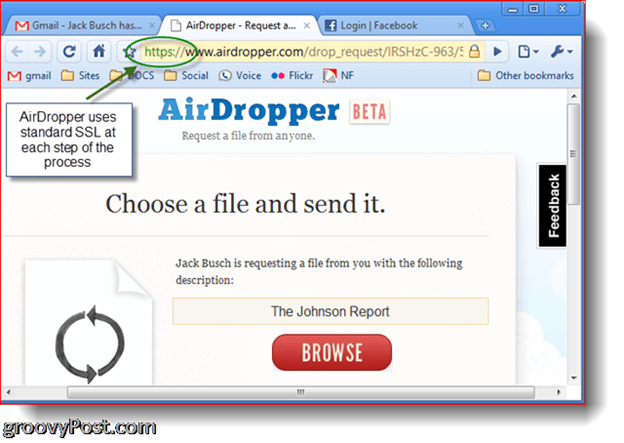 AirDropper Dropbox - Выберите файл для отправки