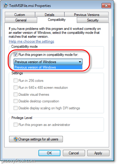 Как просмотреть информацию о совместимости для файла Windows 7 MSI