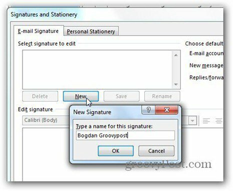 Outlook 2013 использовать имя подписи