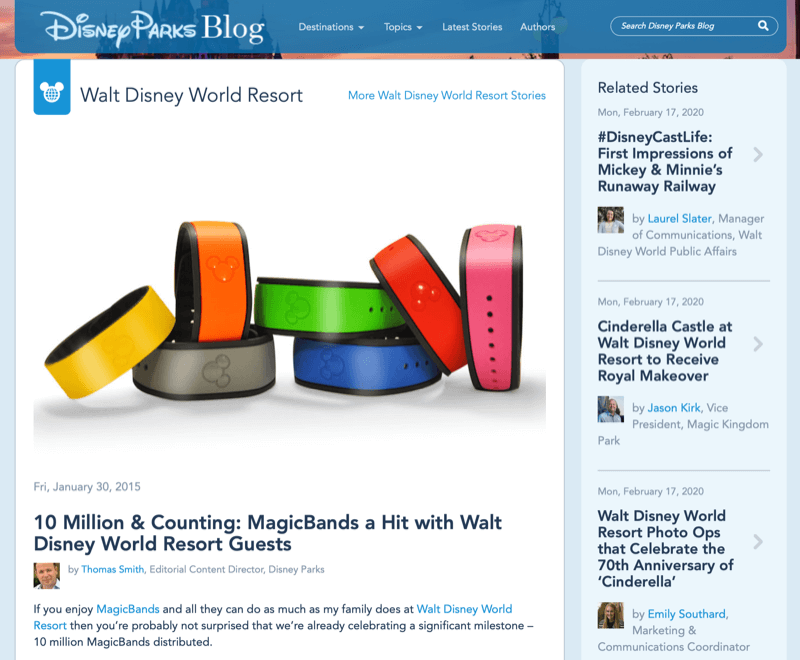 Статья Disney MagicBand из блога Disney