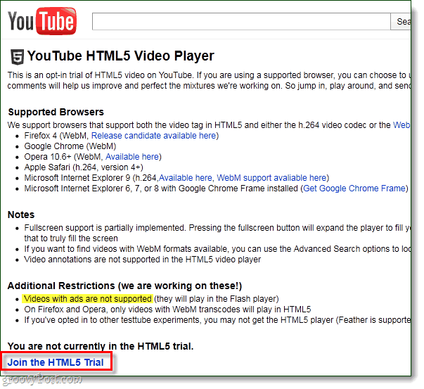 Смотрите YouTube на вашем компьютере с HTML5 вместо Flash