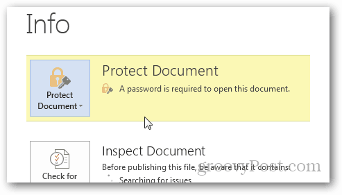 Защита паролем и шифрование документов Office 2013: подтверждение защиты