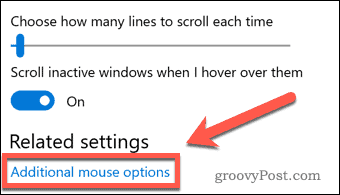 Ссылка на дополнительные параметры мыши в Windows