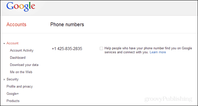 Отказаться от вашего номера телефона, подключенного к Google Lookup