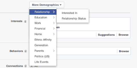 демографические параметры отношений в facebook
