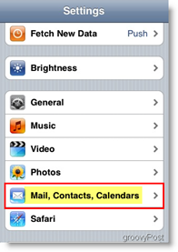 Apple iPhone открыть Почту, Контакты и Календари